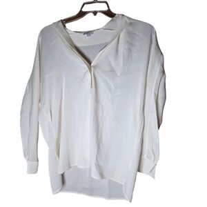 Vince 93% Silk Ivory Long Sleeve Blouse Size XS